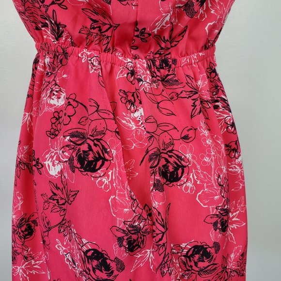 Candie's Pink Black White Floral Cap Sleeve Cutout Summer Dress Sz M (Juniors) - Picture 4 of 13